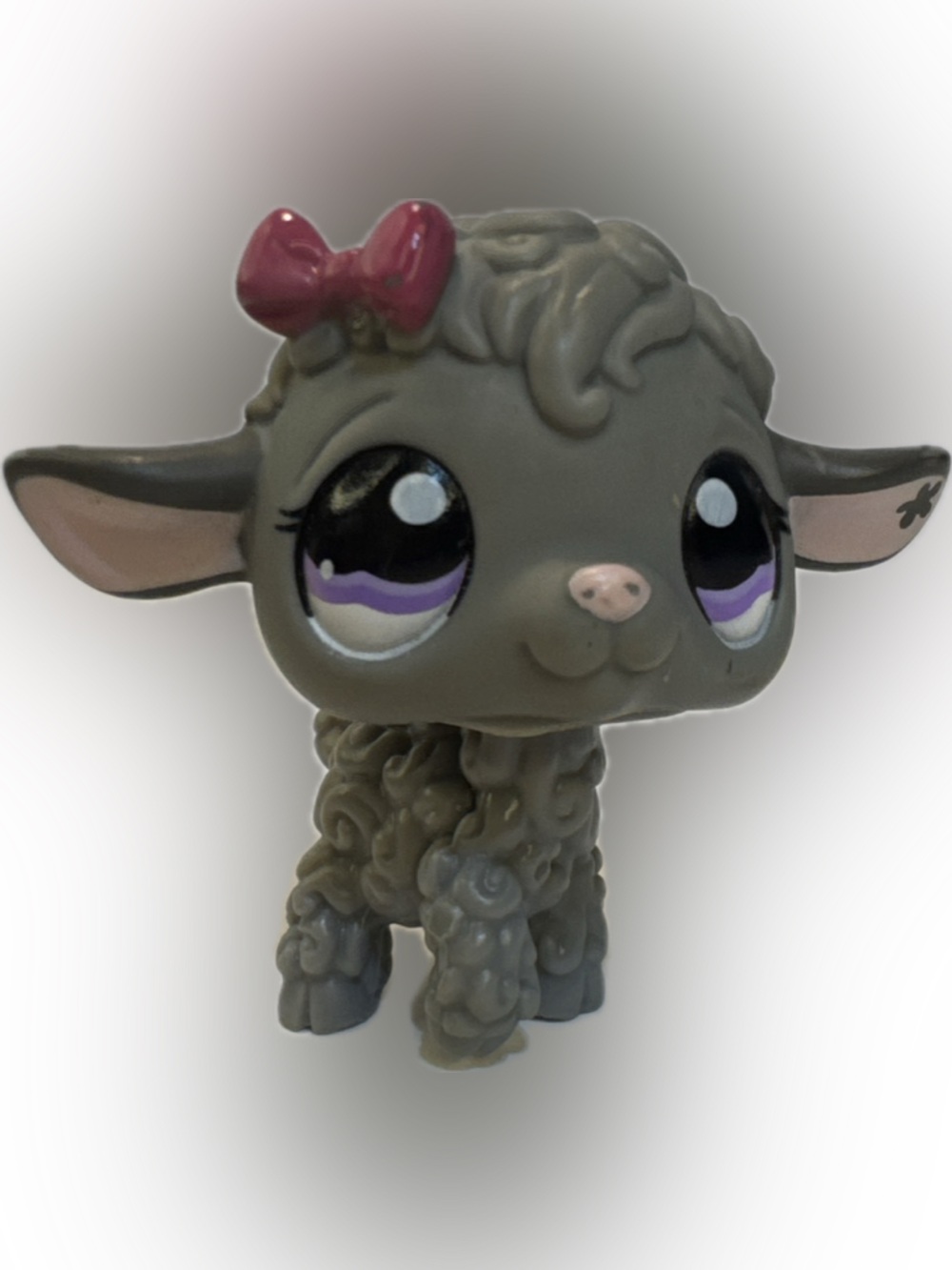Authentic Littlest Pet Shop LPS Dark Grey Sheep Lamb #477 Bow